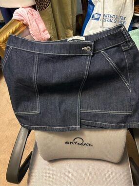 Abercrombie & Fitch Dark Denim Mini Skort with White Stitching